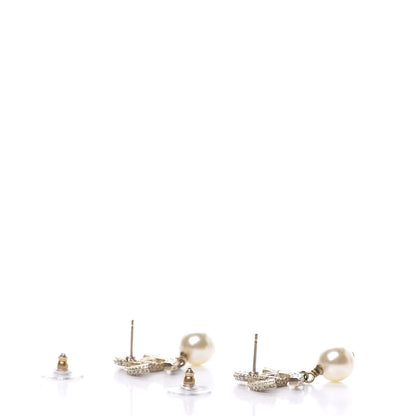 Chanel Crystal Pearl CC Drop Earrings Gold 3 of 5