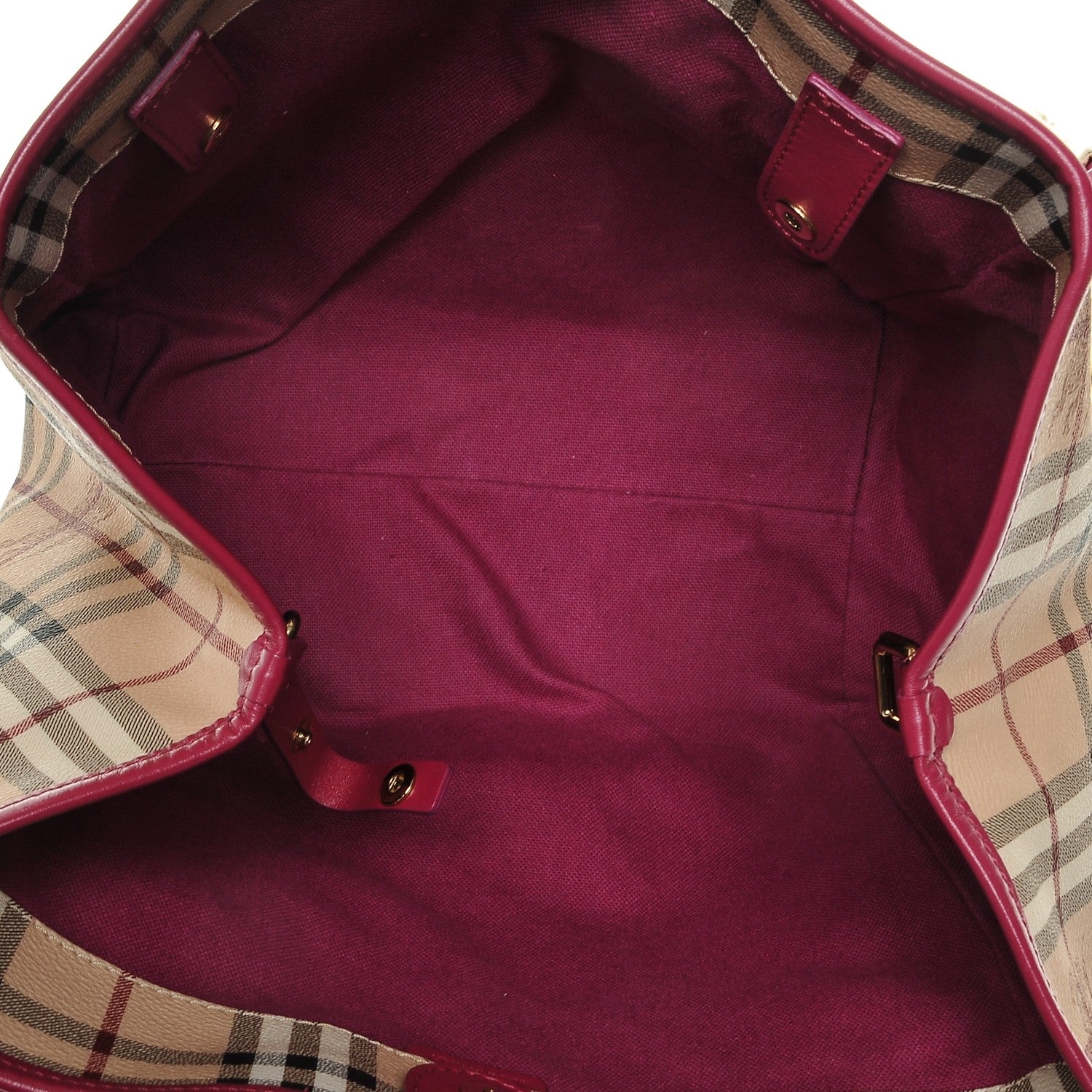 Burberry Haymarket Check Small Canterbury Tote Magenta 5 of 6