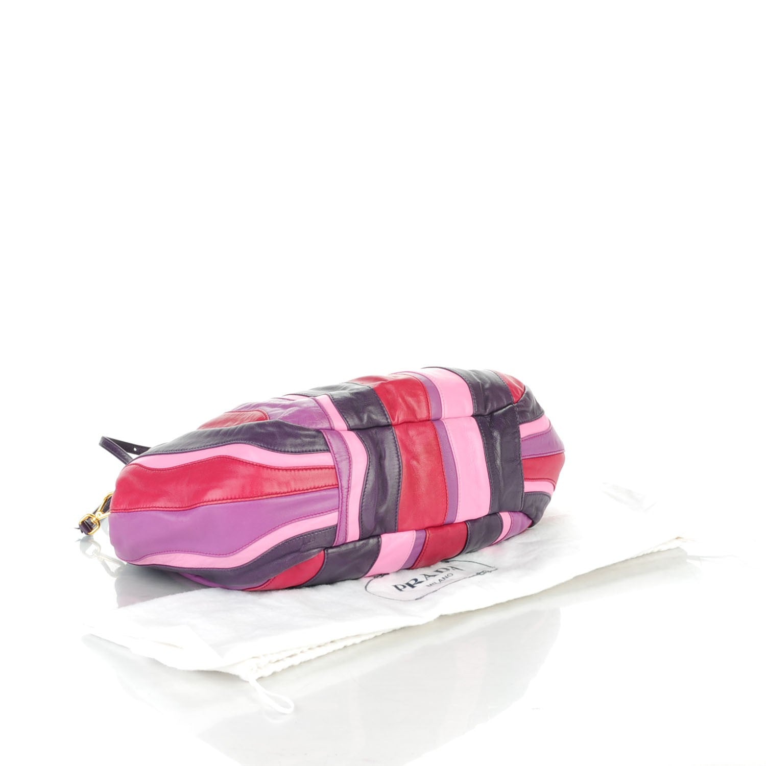 Prada Nappa Trembled Blossoms Stripes Shoulder Bag Ibisco Viola 4 of 7