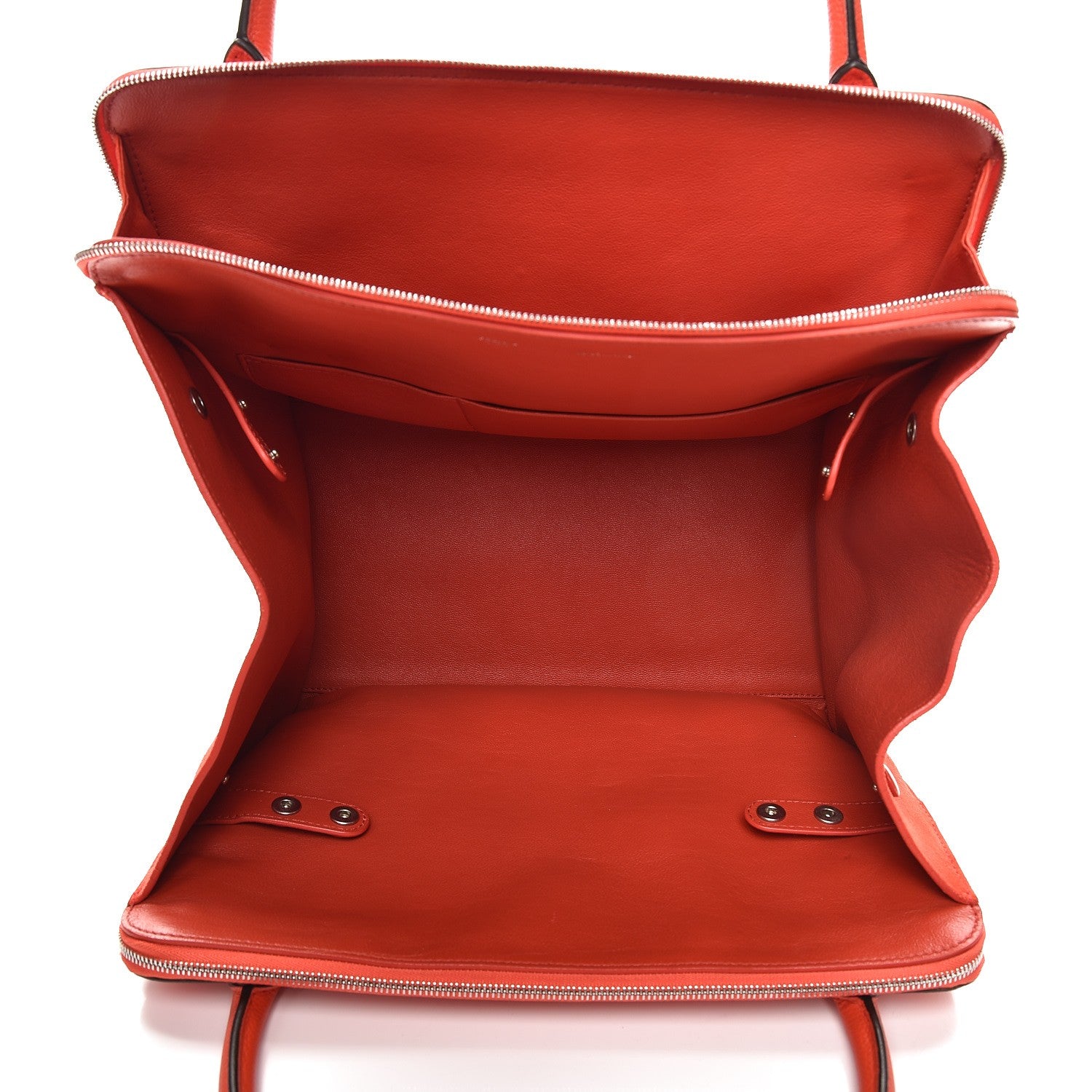 Celine Drummed Calfskin Suede Double Zip Trapeze Vermillion 5 of 7