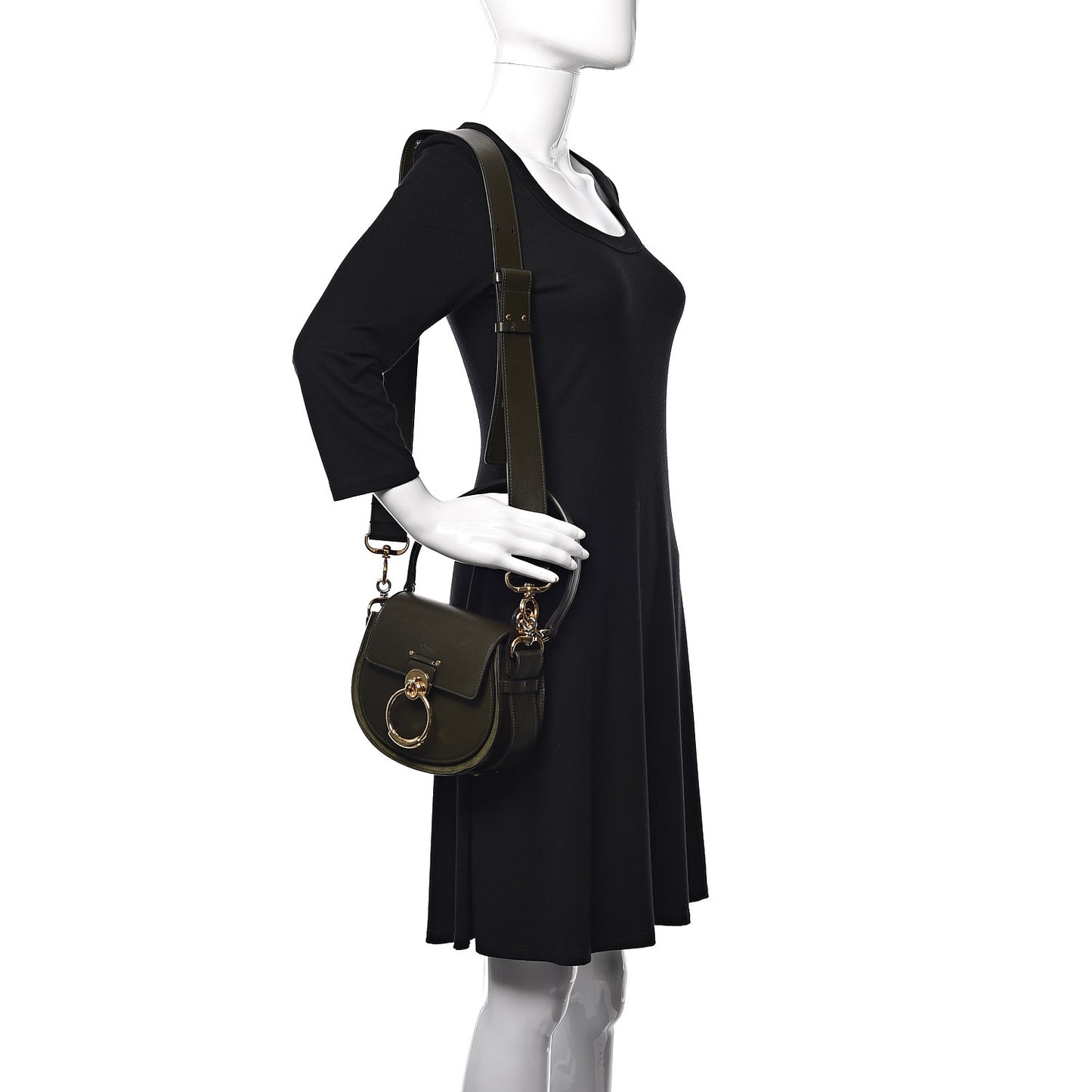 Calfskin Suede Small Tess Bag Deep Forest