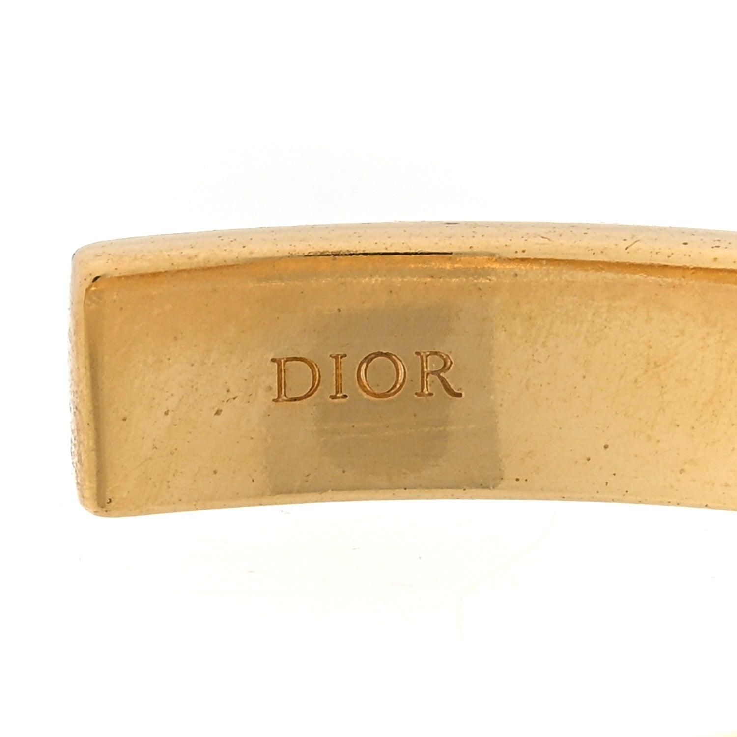 Christian Dior Metal Enamel Code Bangle Bracelet Blue Gold 3 of 3