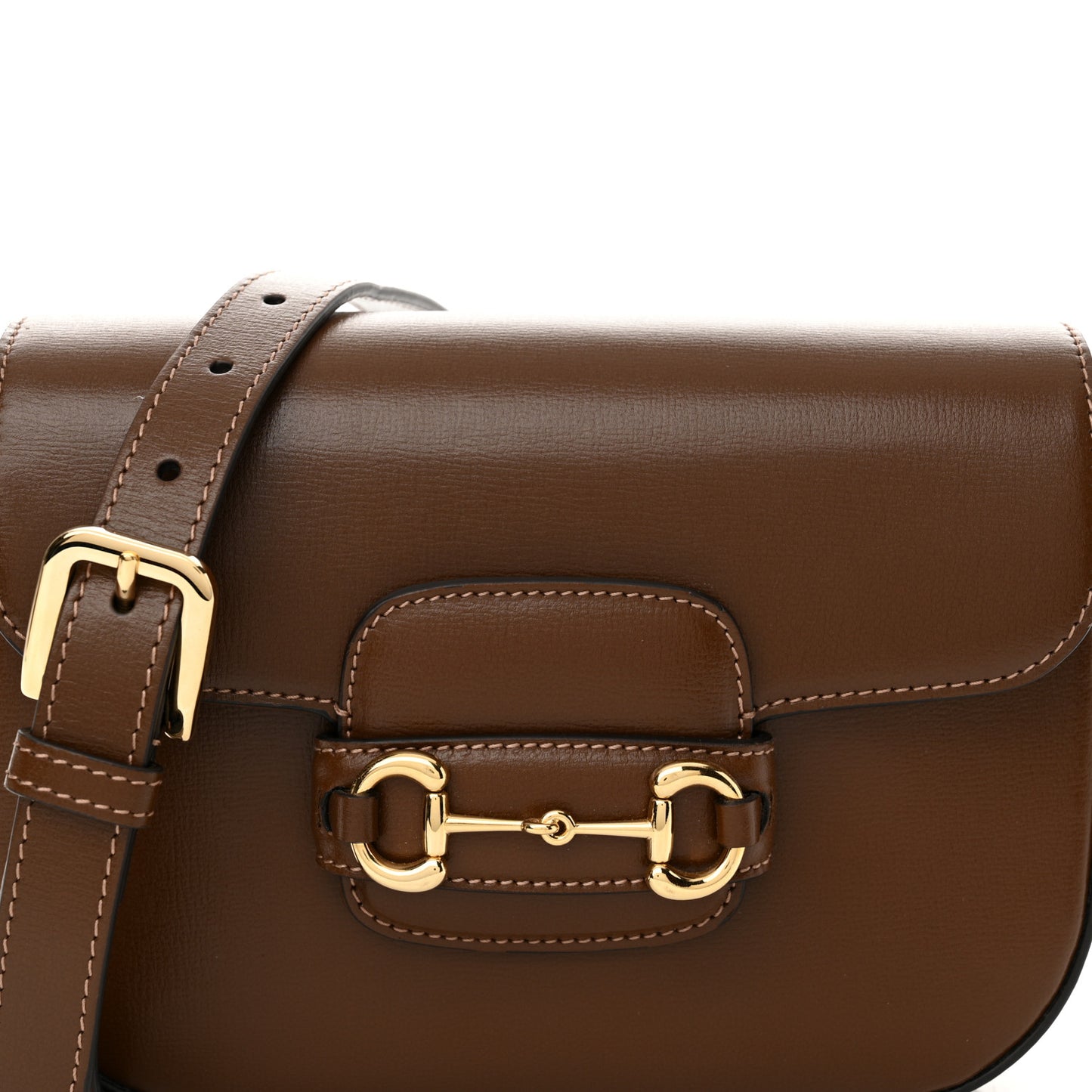 Azalea Calfskin Web Mini Horsebit 1955 Shoulder Bag Brown Sugar