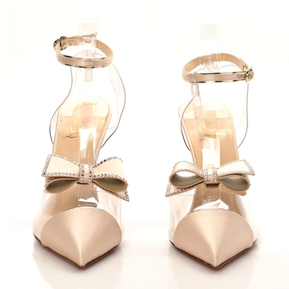 Christian Louboutin Satin PVC Specchio Naked Bow 100 Pumps 40.5 Version Nude 2 of 7