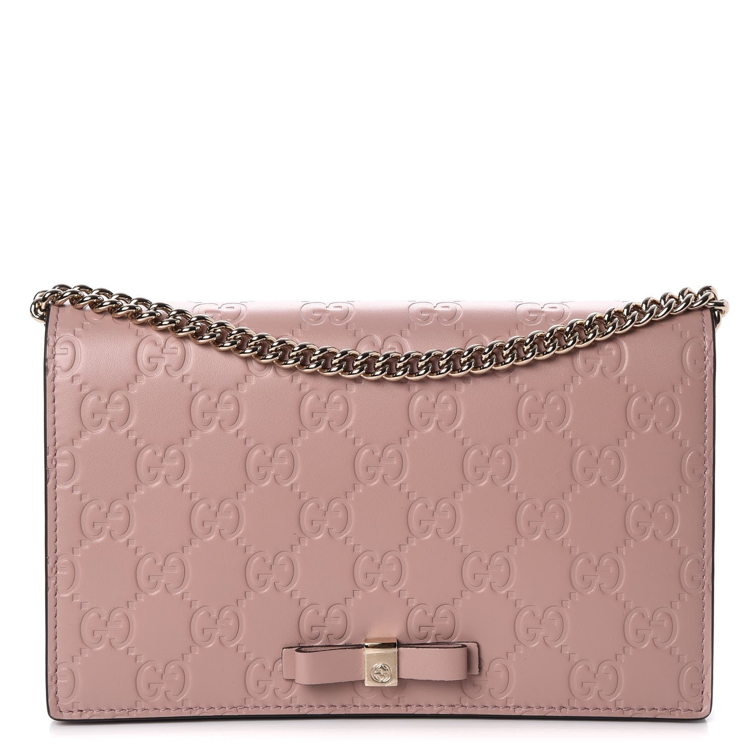 Gucci Guccissima Signature Bowy Chain Wallet Dark Cipria 1 of 7