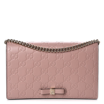 Gucci Guccissima Signature Bowy Chain Wallet Dark Cipria 1 of 7