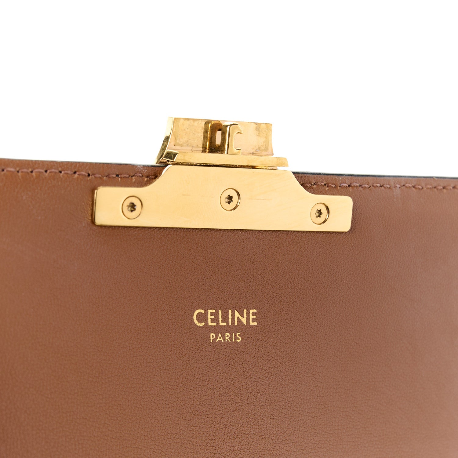 Celine Canvas Calfskin Triomphe Shoulder Bag Tan 7 of 15