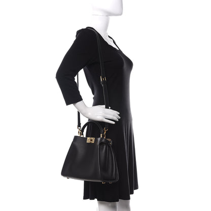 Fendi Vitello Tahiti Burro Medium Peekaboo Iconic Essentially Satchel Black Corda 2 of 13
