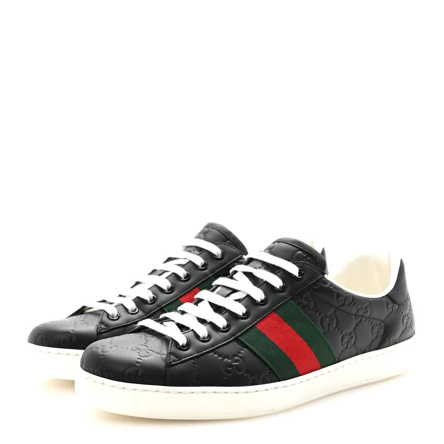 Gucci Guccissima Signature Web Mens Ace Sneakers 8.5 Black 4 of 9