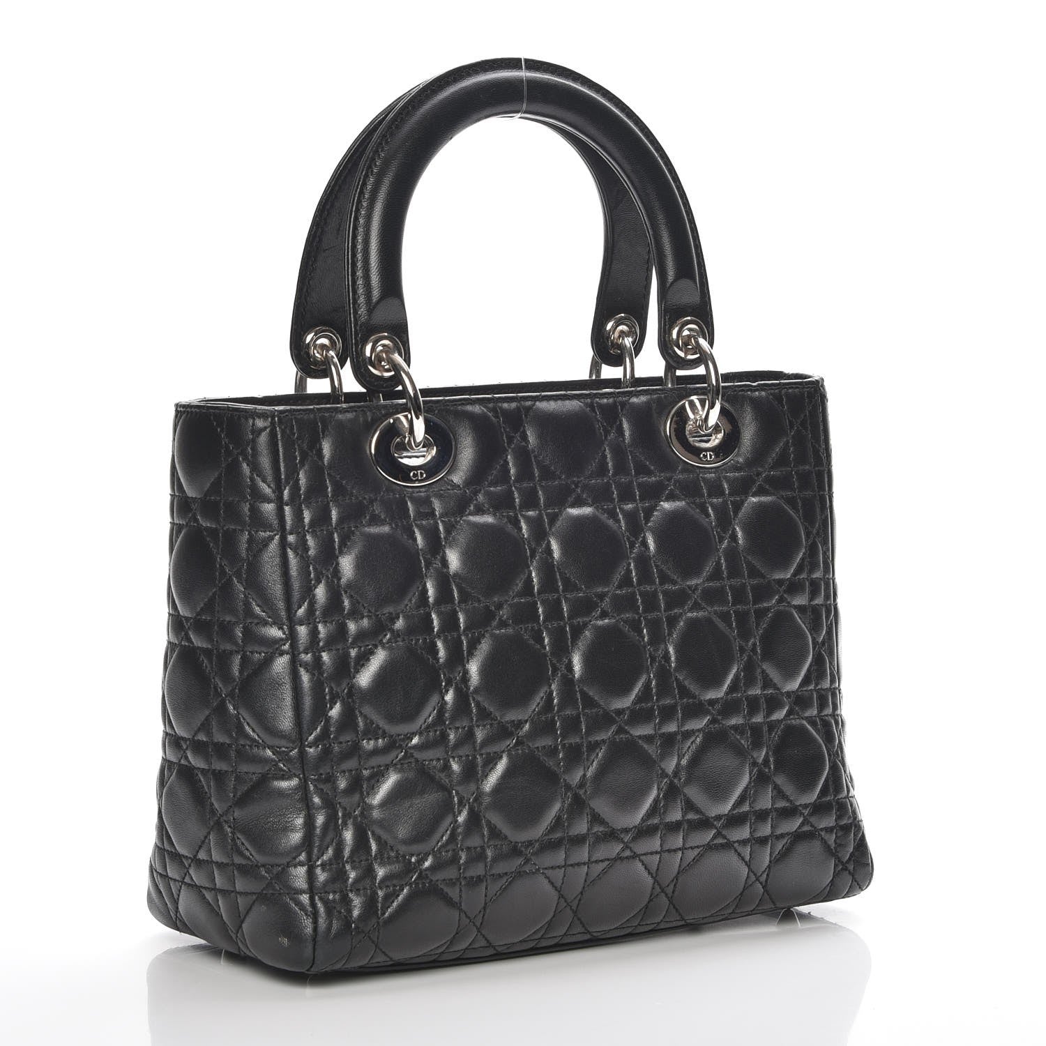 Christian Dior Lambskin Cannage Medium Lady Dior Black 3 of 7