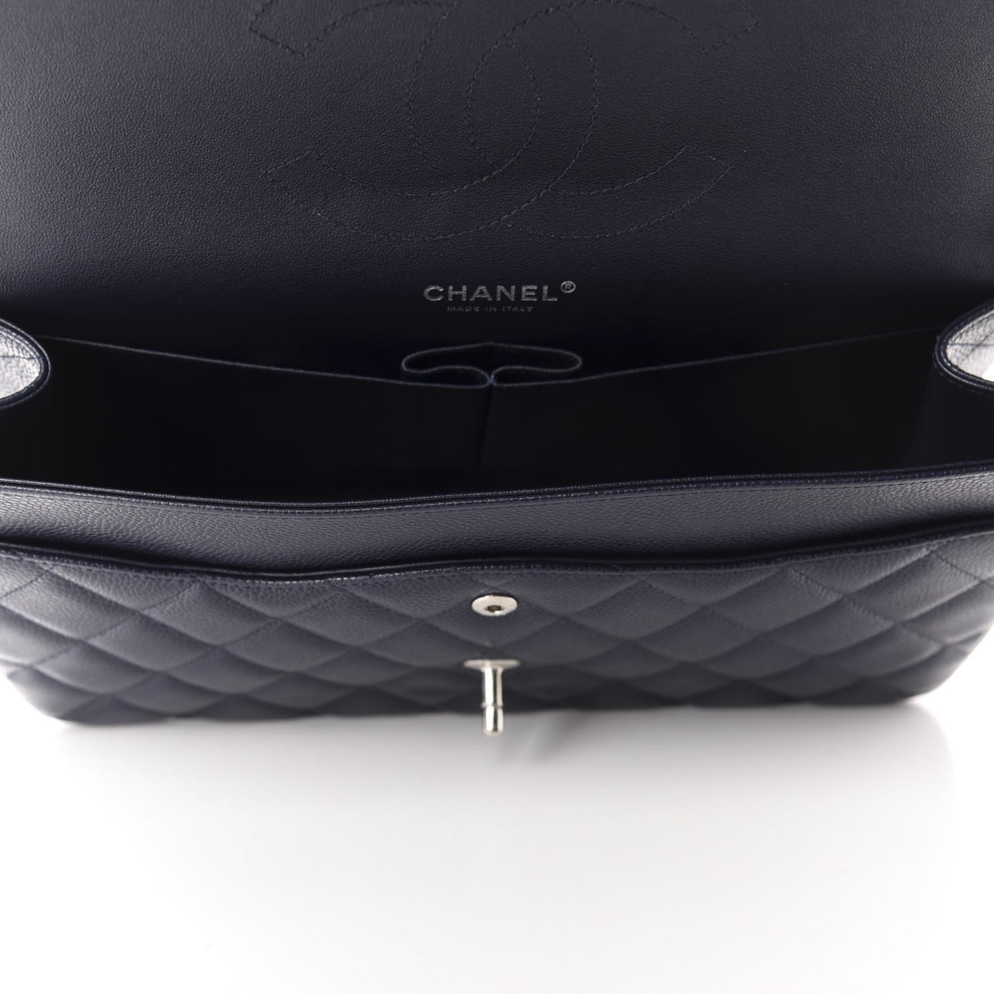 Caviar Quilted Jumbo Double Flap Navy