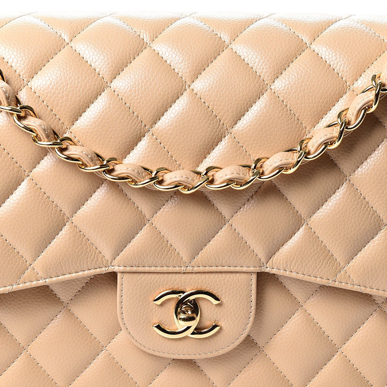 Chanel Caviar Quilted Jumbo Double Flap Beige 7 of 12