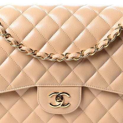 Chanel Caviar Quilted Jumbo Double Flap Beige 7 of 12