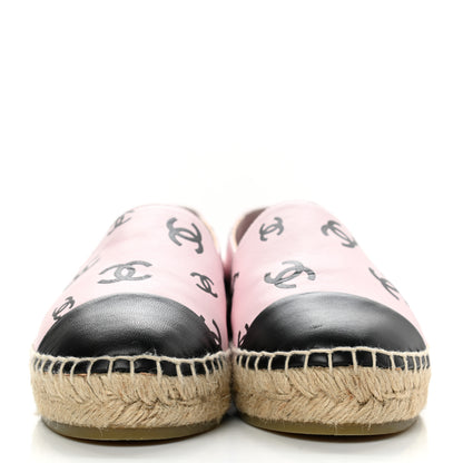 Chanel Lambskin Printed CC Espadrilles 36 Light Pink Black 2 of 9