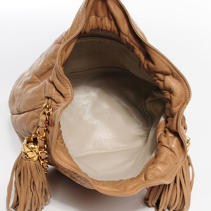 Chanel Lambskin Quilted Tassel Drawstring Pouch Beige 5 of 8