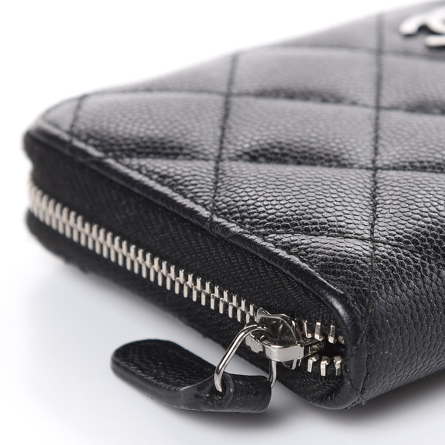Chanel Metallic Caviar Quilted Medium Zip Around Wallet Black 9 of 11