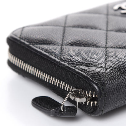 Chanel Metallic Caviar Quilted Medium Zip Around Wallet Black 9 of 11