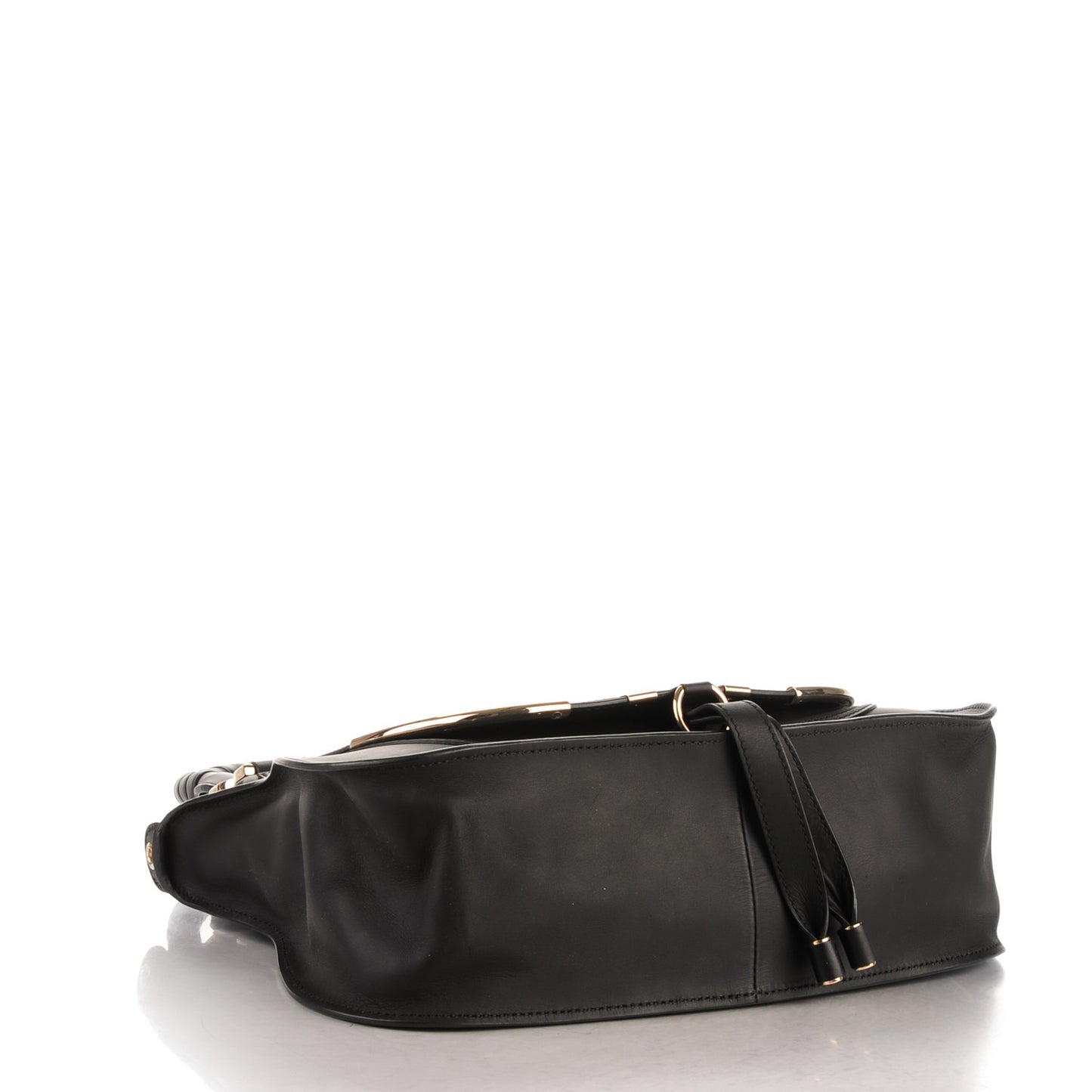 Calfskin Medium Marcie Metal Bar Trim Satchel Black
