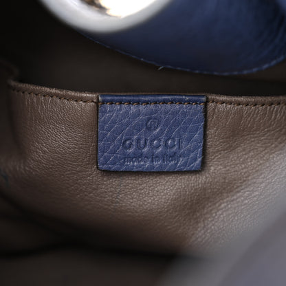 Gucci Pebbled Calfskin Miss Bamboo Bucket Bag Blue 6 of 16