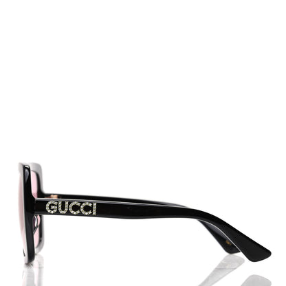 Gucci Crystal Square Frame GG Sunglasses GG0418S Black Pink 3 of 8
