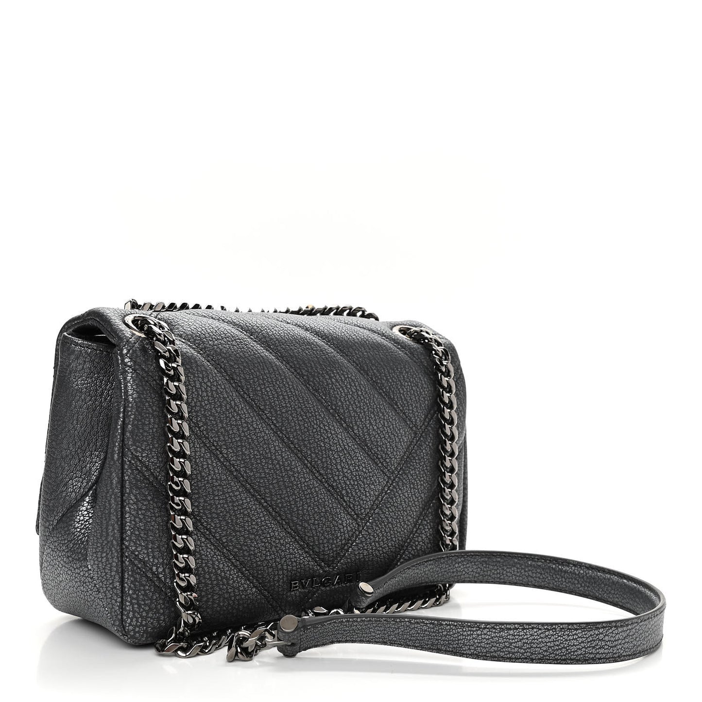 Diamond Goatskin Matelasse Mini Serpenti Cabochon Crossbody Charcoal