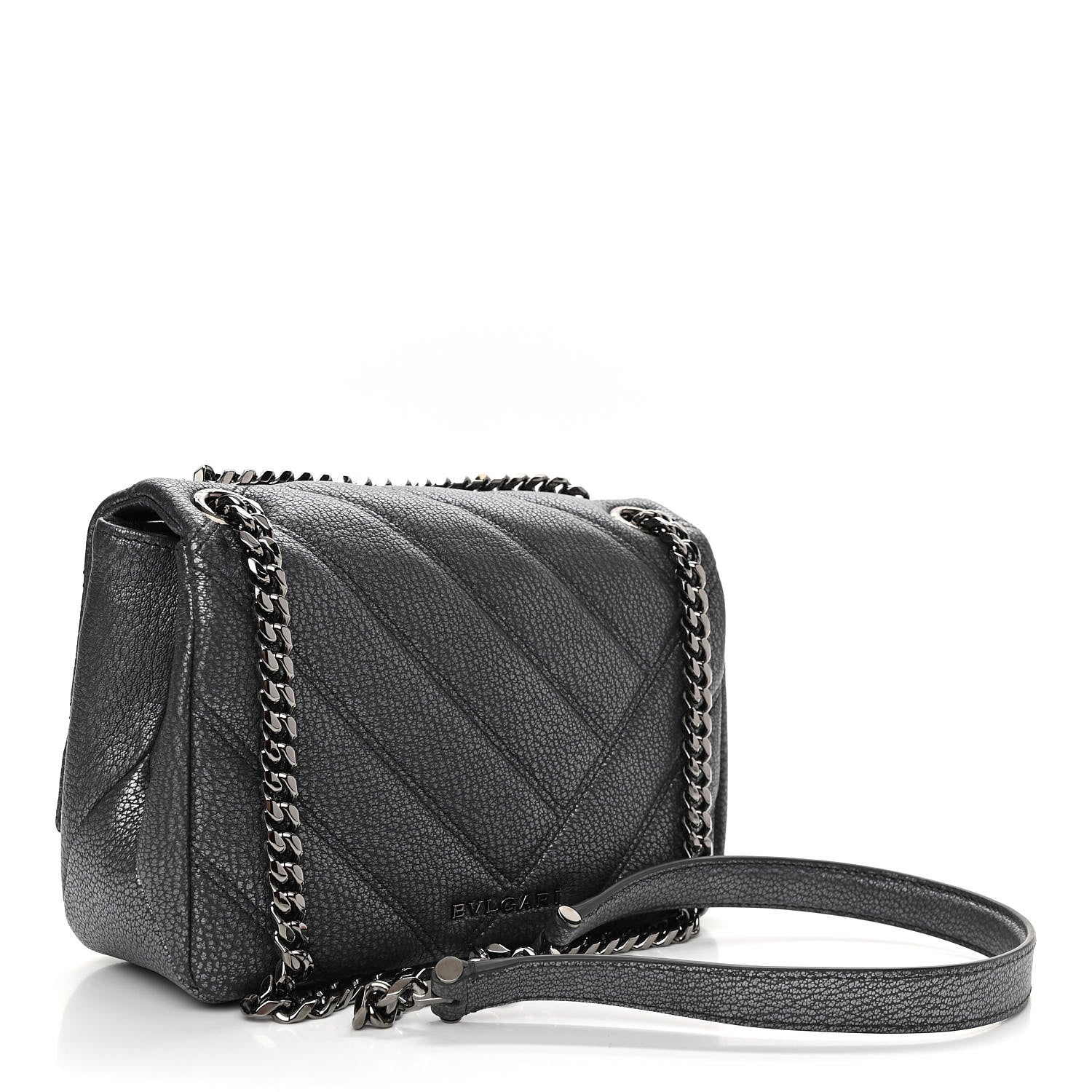 Bulgari Diamond Goatskin Matelasse Mini Serpenti Cabochon Crossbody Charcoal 3 of 9