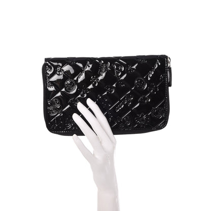 Chanel Patent Calfskin Lucky Symbols Zip Around Wallet Black 2 of 10