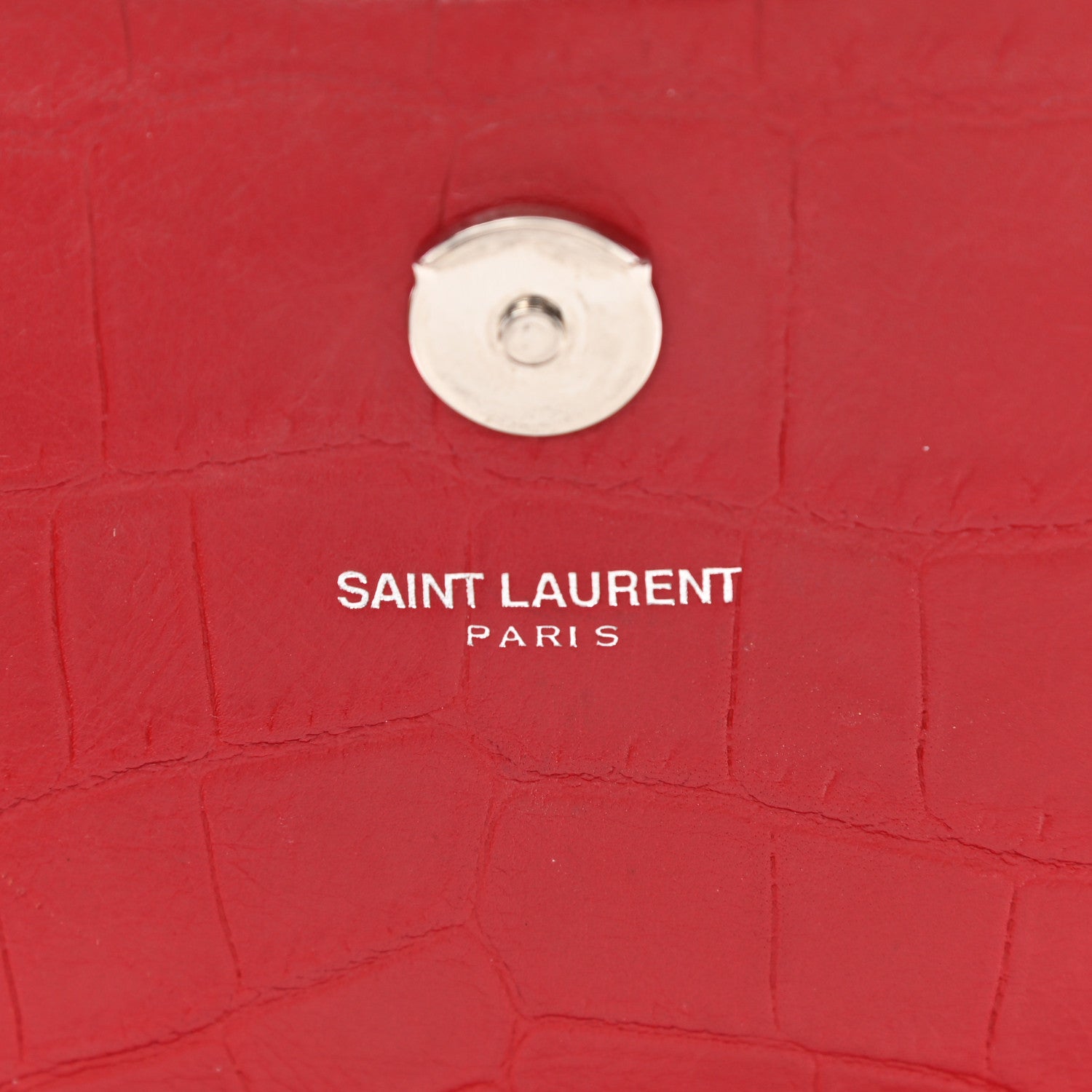 Saint Laurent Calfskin Crocodile Embossed Medium Classic Monogram Kate Tassel Satchel Red 6 of 16