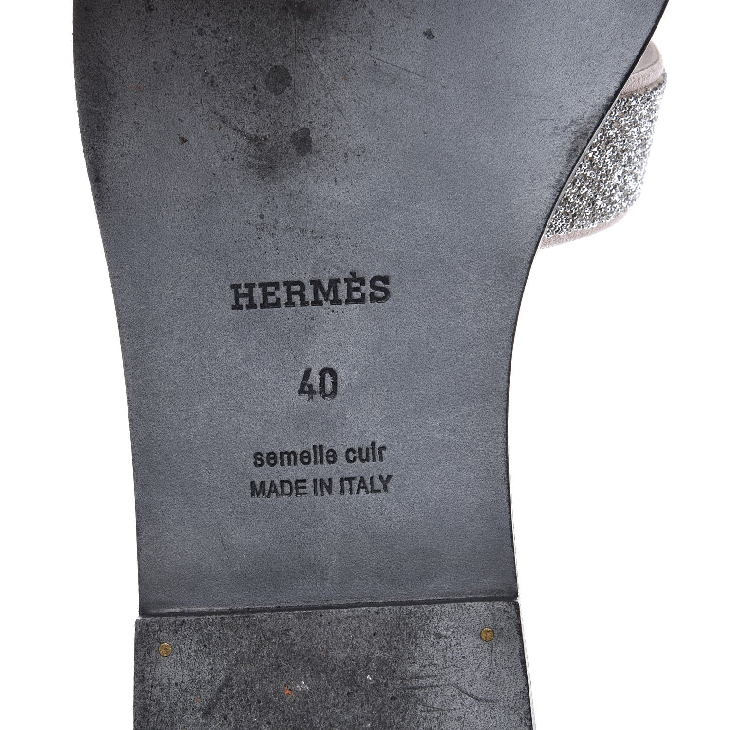 Hermes Suede Goatskin Crystal Powder Oran Sandals 40 9 of 10