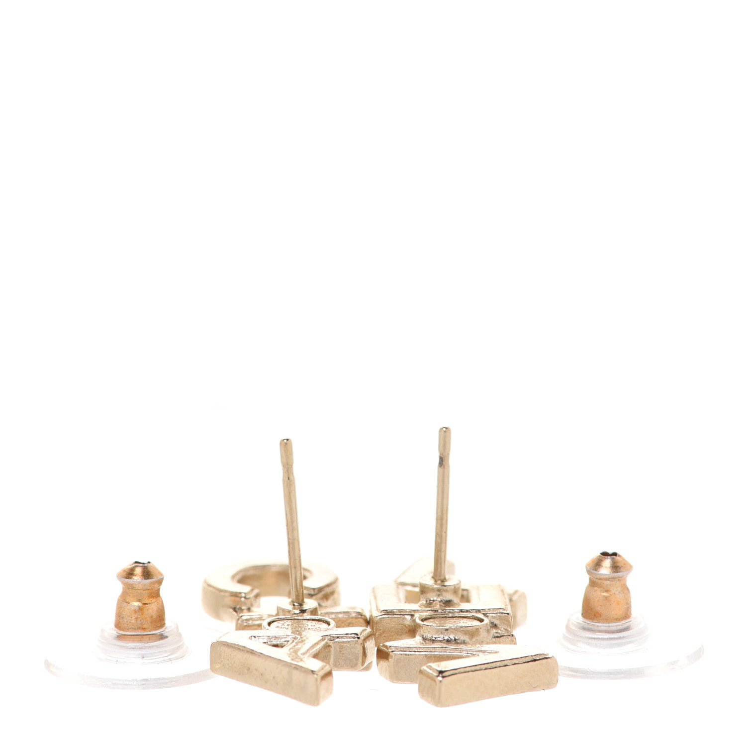 Chanel Crystal Pearl Signature Stud Earrings Gold 3 of 4
