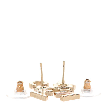Chanel Crystal Pearl Signature Stud Earrings Gold 3 of 4