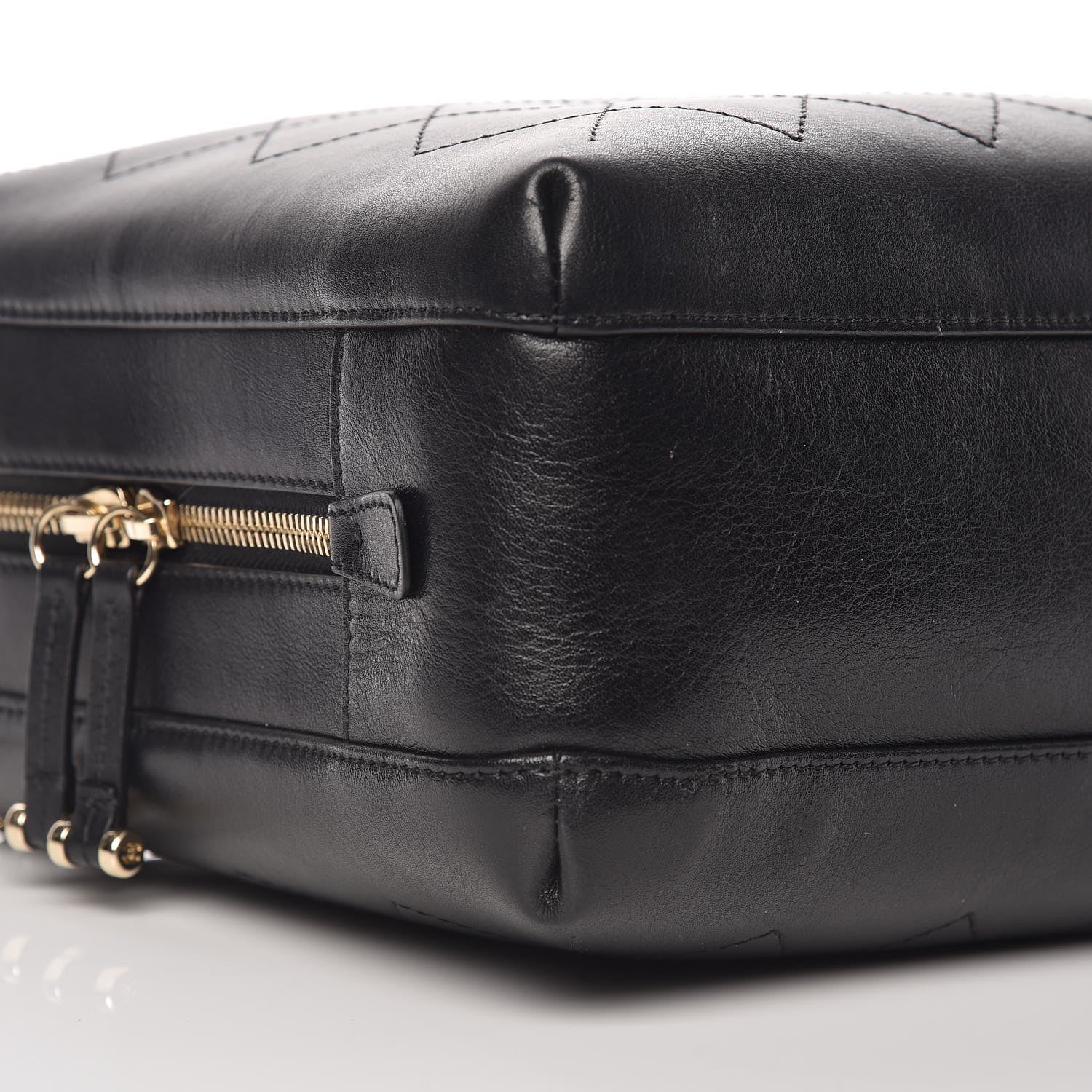 Chanel Calfskin Stitched Sleek Box Top Handle Vanity Bag Black 5 of 9