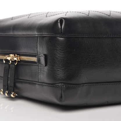 Chanel Calfskin Stitched Sleek Box Top Handle Vanity Bag Black 5 of 9