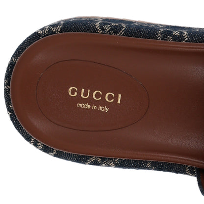 Gucci New Denim GG Monogram Angelina Platform 55mm Slide Sandals 37 Blue Tea 10 of 10