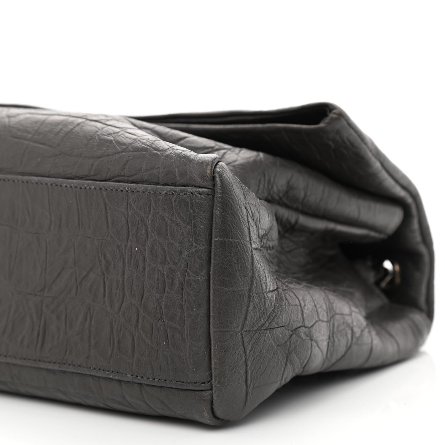 Saint Laurent Calfskin Crocodile Embossed Small West Hollywood Monogram Fold-Over Black 10 of 10