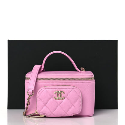 Chanel Caviar Quilted Top Handle Pocket Vanity Case Lilac 10 of 10