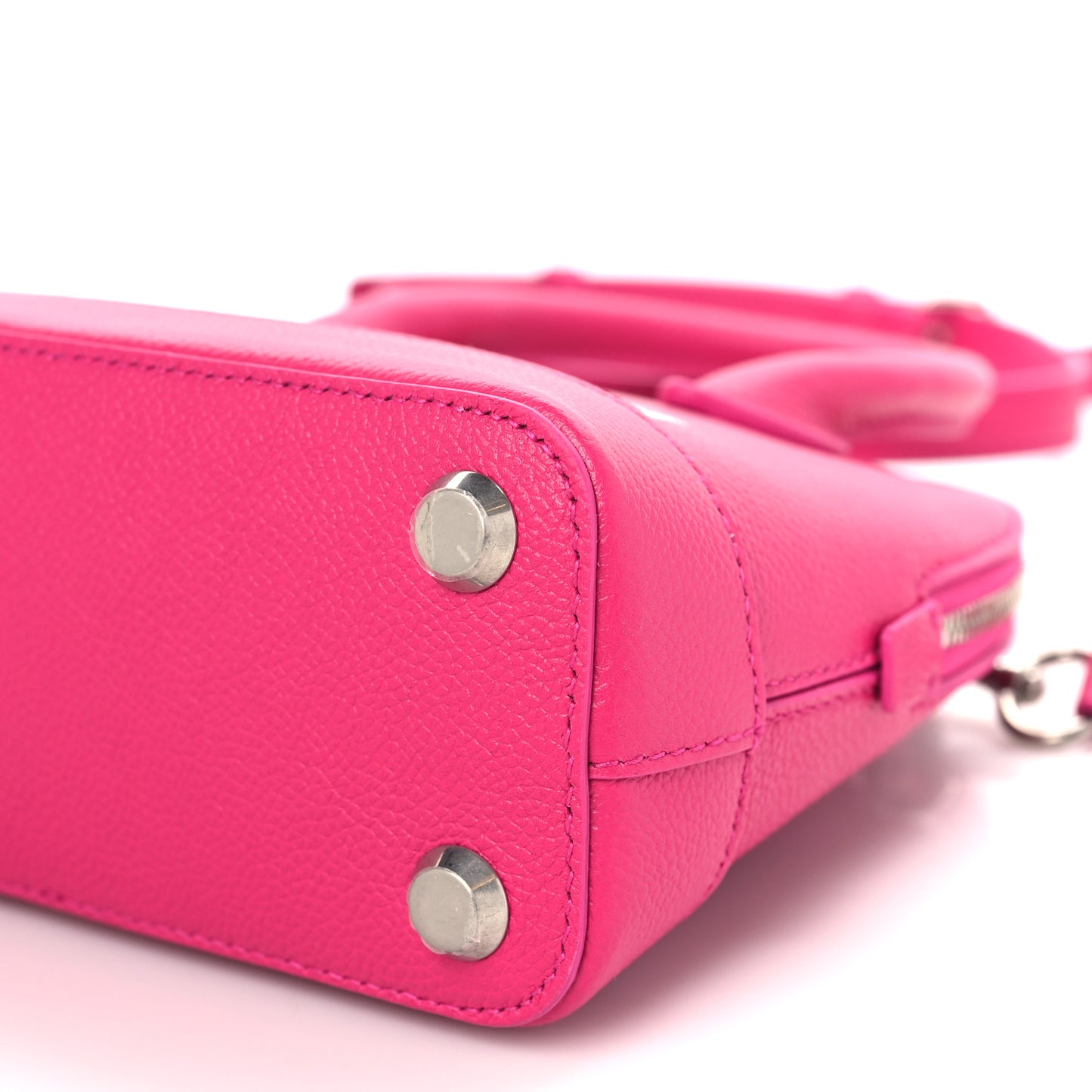 Grained Calfskin Logo XXS Ville Top Handle Bag Violet White