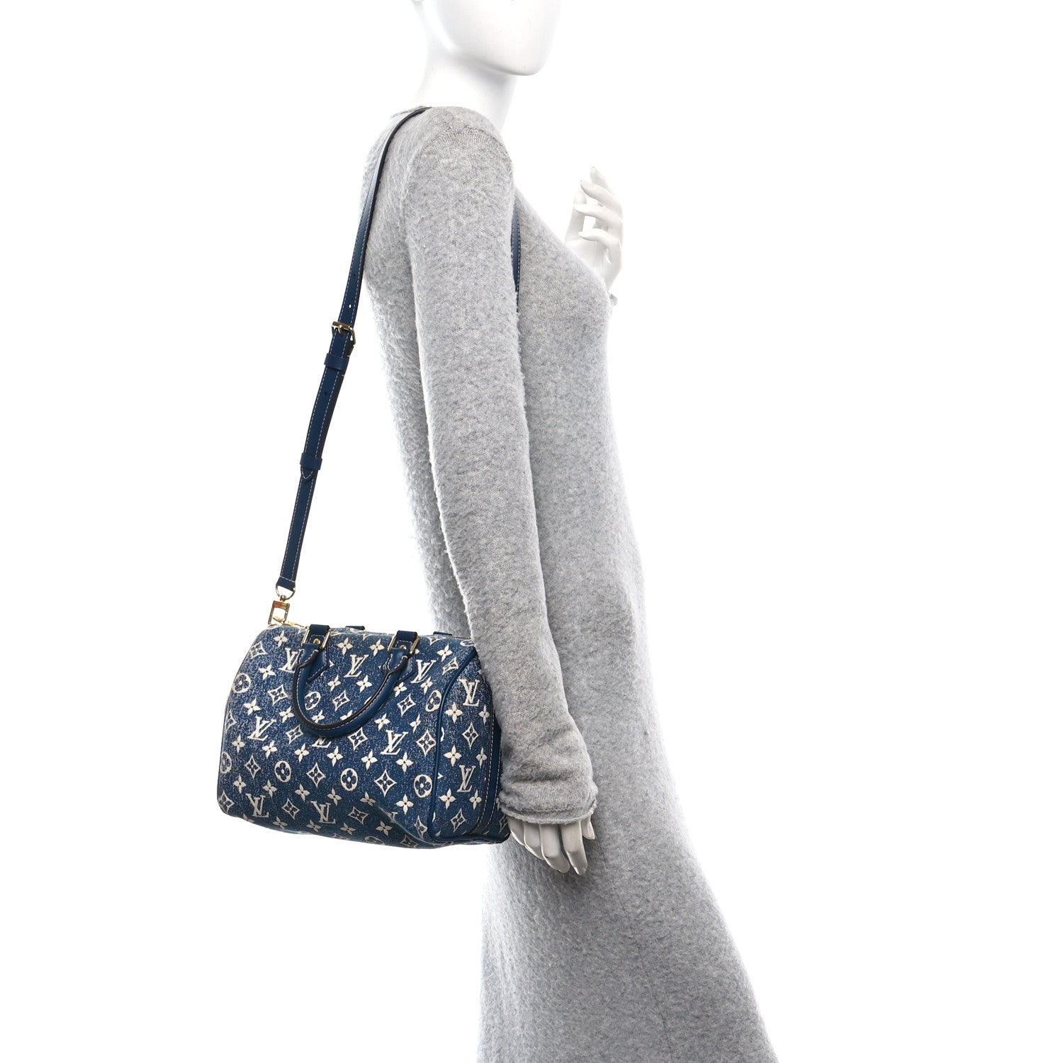 Louis Vuitton Monogram Jacquard Denim Speedy Bandouliere 25 Bleu 2 of 10