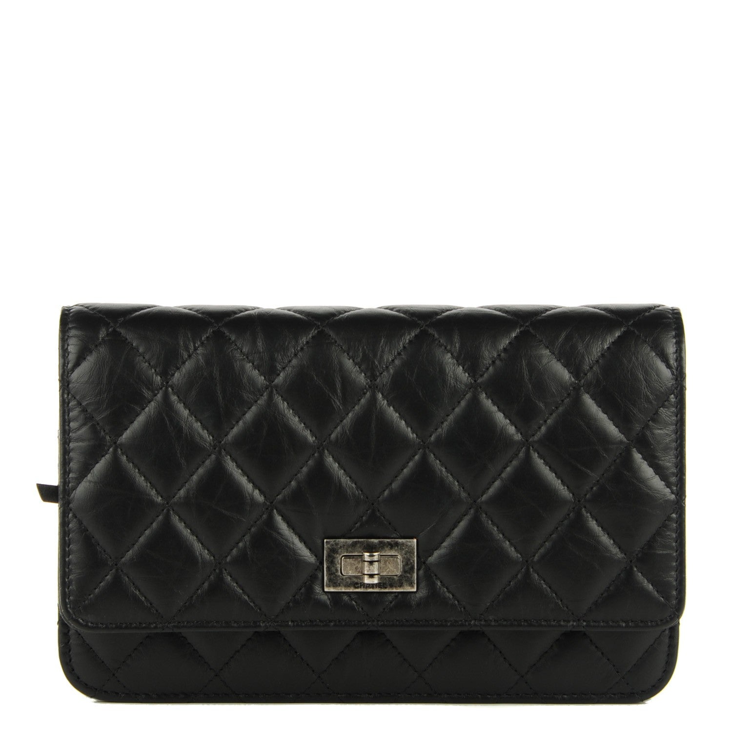 Chanel Aged Calfskin Reissue Wallet On Chain WOC Black 1 of 8