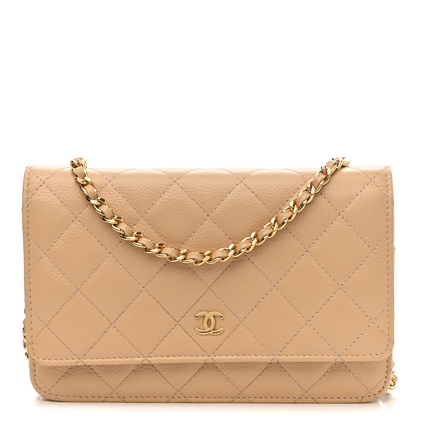 Chanel Caviar Quilted Wallet On Chain WOC Beige 1 of 10