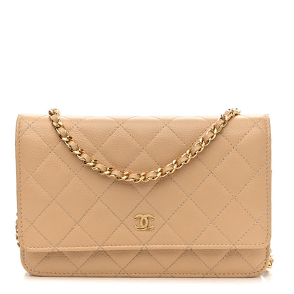 Chanel Caviar Quilted Wallet On Chain WOC Beige 1 of 10