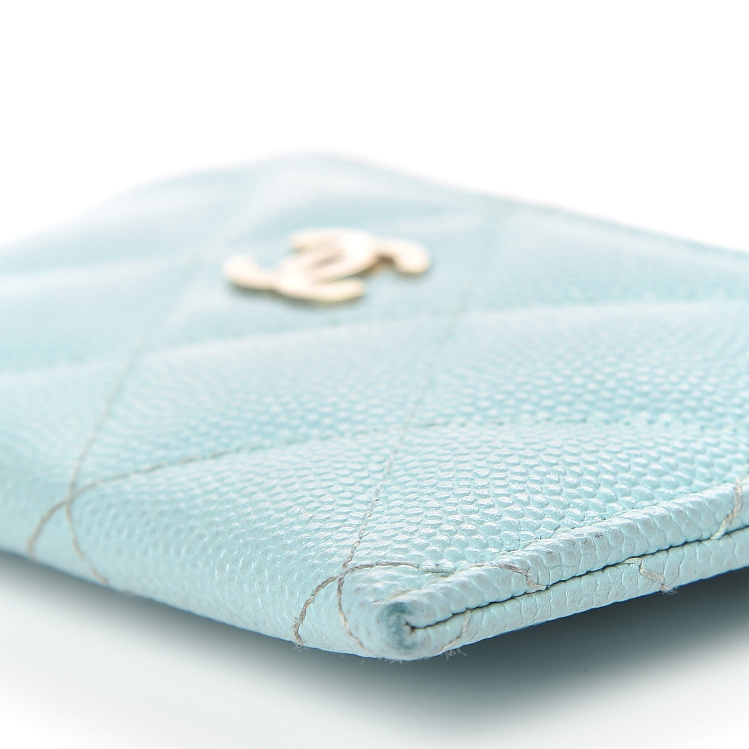 Chanel Caviar Quilted Card Holder Light Blue 10 of 20