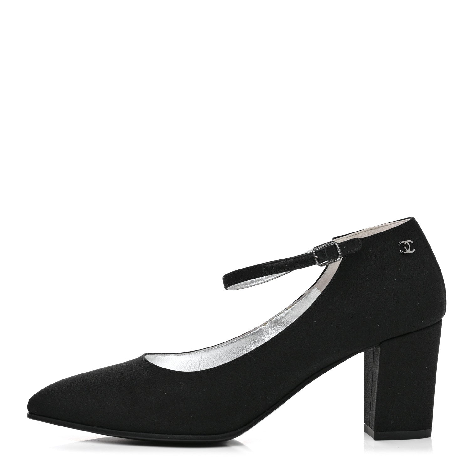 Chanel Crepe Satin Mary Jane Pumps 38 Black 1 of 11