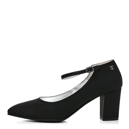 Chanel Crepe Satin Mary Jane Pumps 38 Black 1 of 11