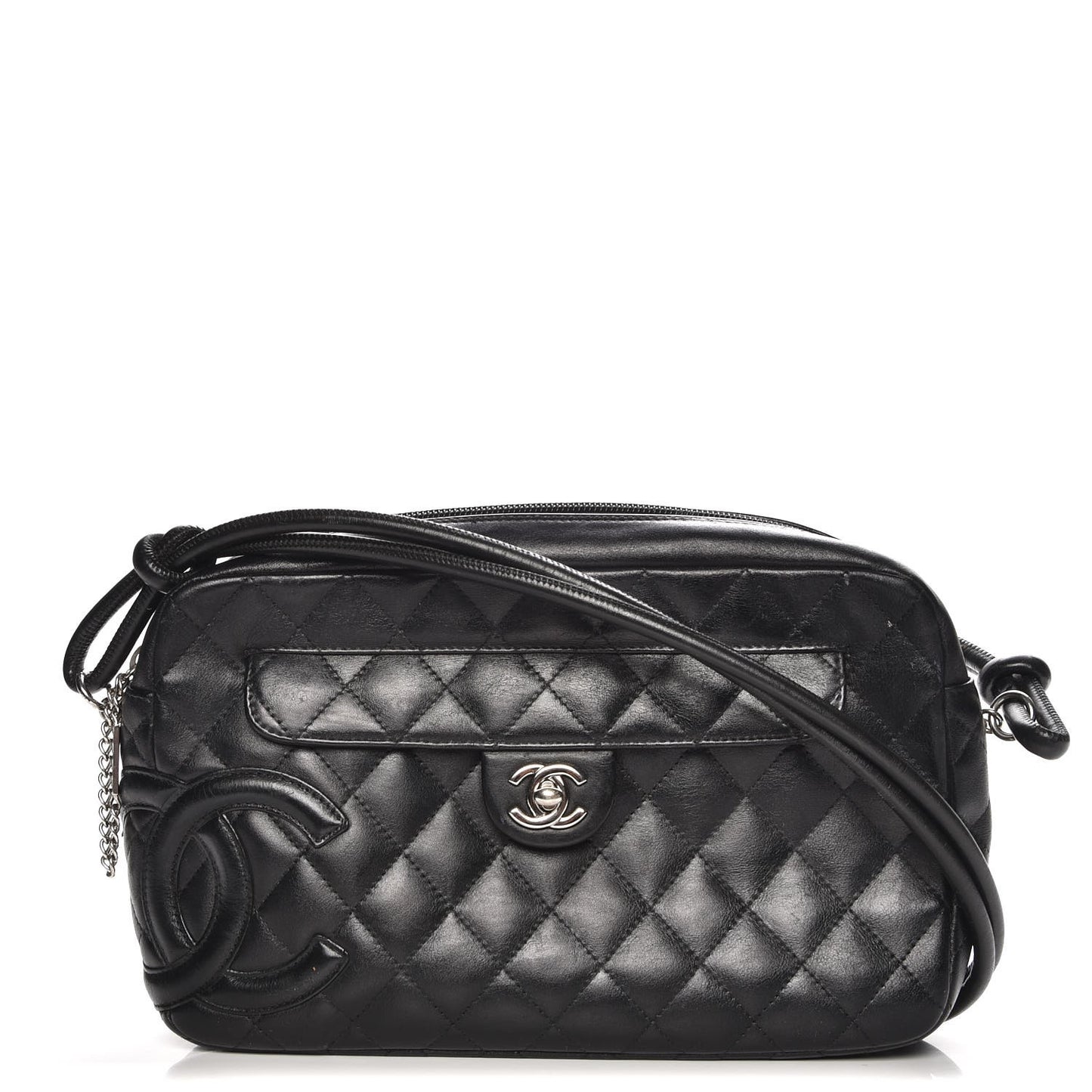 Calfskin Quilted Cambon Camera Case Black