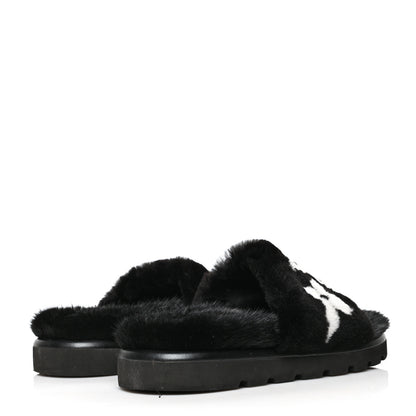 Louis Vuitton Shearling Monogram Giant Paseo Flat Comfort Mule 39 Black 4 of 9