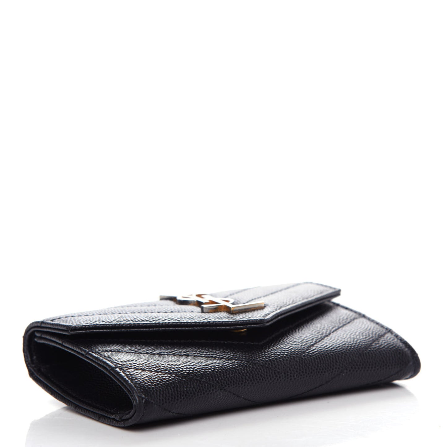 Grain De Poudre Matelasse Chevron Small Monogram Envelope Wallet Black