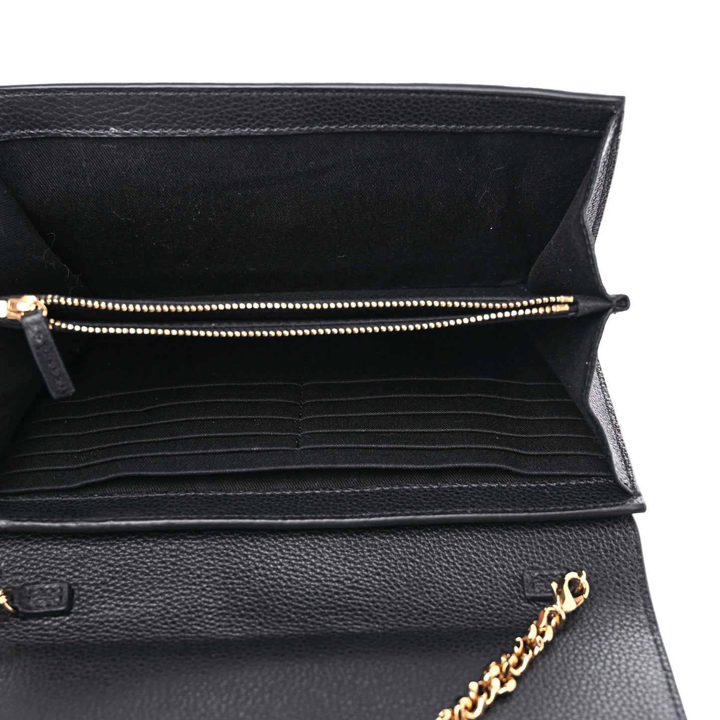 Grained Calfskin Virtus Wallet On Chain Black