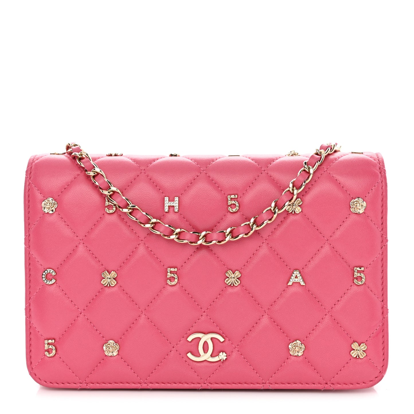 Lambskin Quilted All About Chanel Wallet On Chain WOC Pink