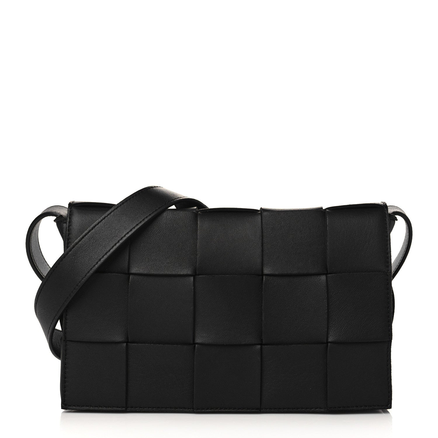 Bottega Veneta Lambskin Maxi Intrecciato Cassette Crossbody Bag Black 1 of 6